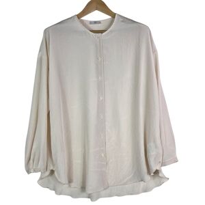 Riani relaxed fit buttondown collarless LS blouse